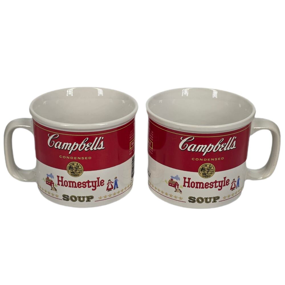 CAMPBELL’S SOUP CERAMIC MUGS – VINTAGE 1989 WESTWOOD INTERNATIONAL – SET OF 2